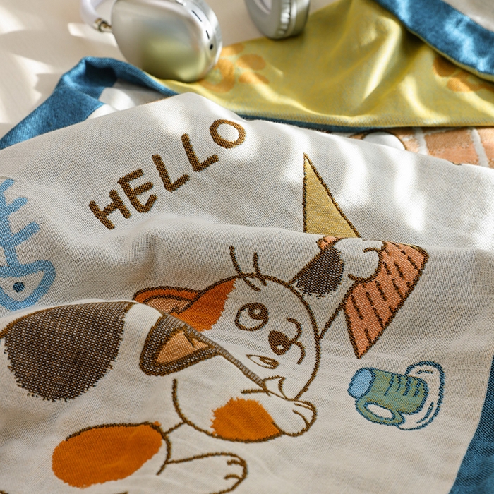 91家纺网 家纺一手货源 找家纺 雯雨2025新款A类卡通双人纱布枕套 慕斯猫