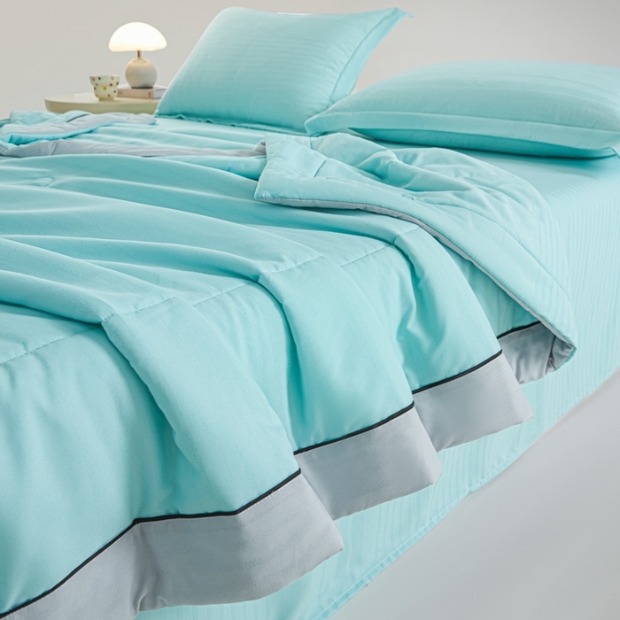 91家纺网 家纺一手货源 找家纺 宝士康家纺 2025新款10A抗菌华夫条提花夏被 明兰