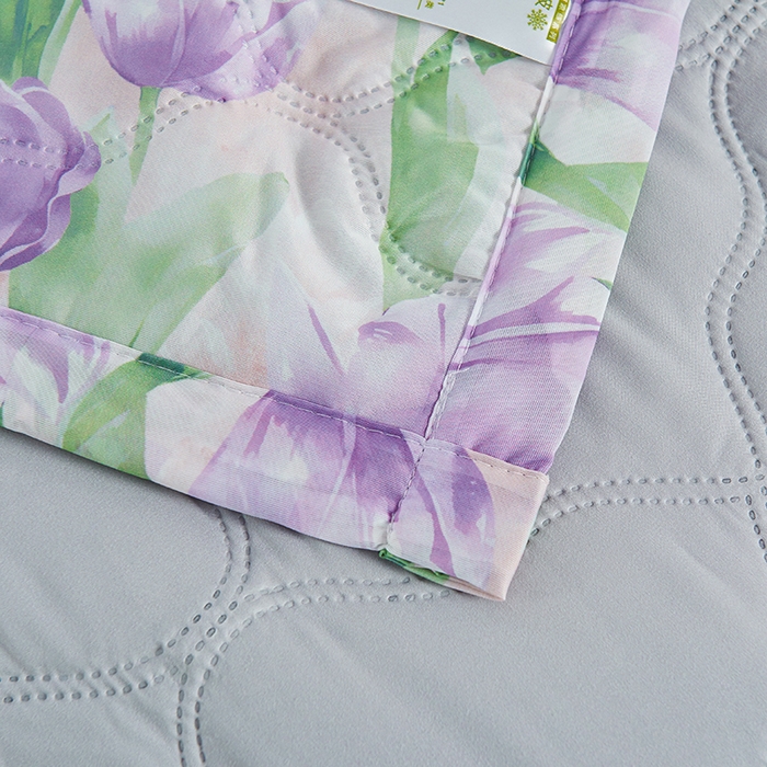 91家纺网 家纺一手货源 找家纺 被多多被业 2025新款凉感丝印花夏被夏凉被空调被 紫色郁金香