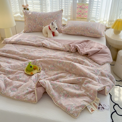贝扬思 2025新款云感双层纱抗菌花边夏被 夜樱月色