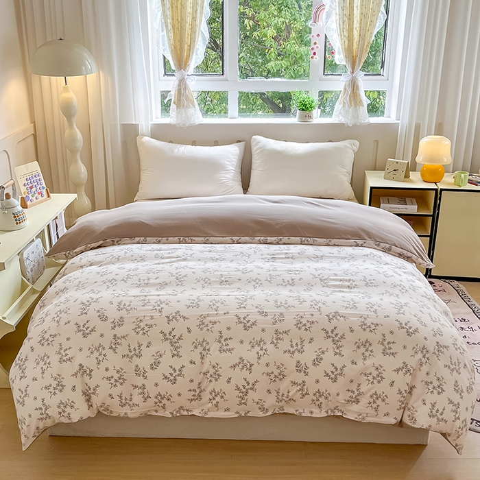 91家纺网 家纺一手货源 找家纺 玖明2025新款A类加厚柔软针织棉双层纱四件套 锦绣前程