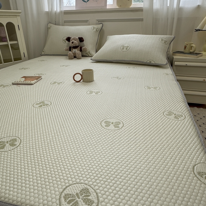 91家纺网 家纺一手货源 找家纺 金爱家 2025新款430克中分子豆豆席凉席席子 豆豆席-蝴蝶结绿