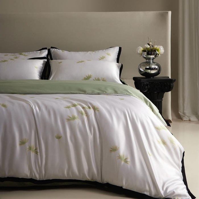 91家纺网 家纺一手货源 找家纺 优悦 2025新款冰丝数码印花四件套 如梦-绿