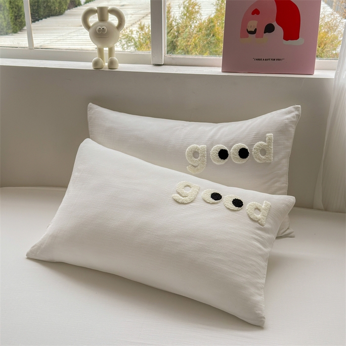 91家纺网 家纺一手货源 找家纺 丽涵 2025新款全棉纯棉大雁纹绣花单品枕套 good象牙白