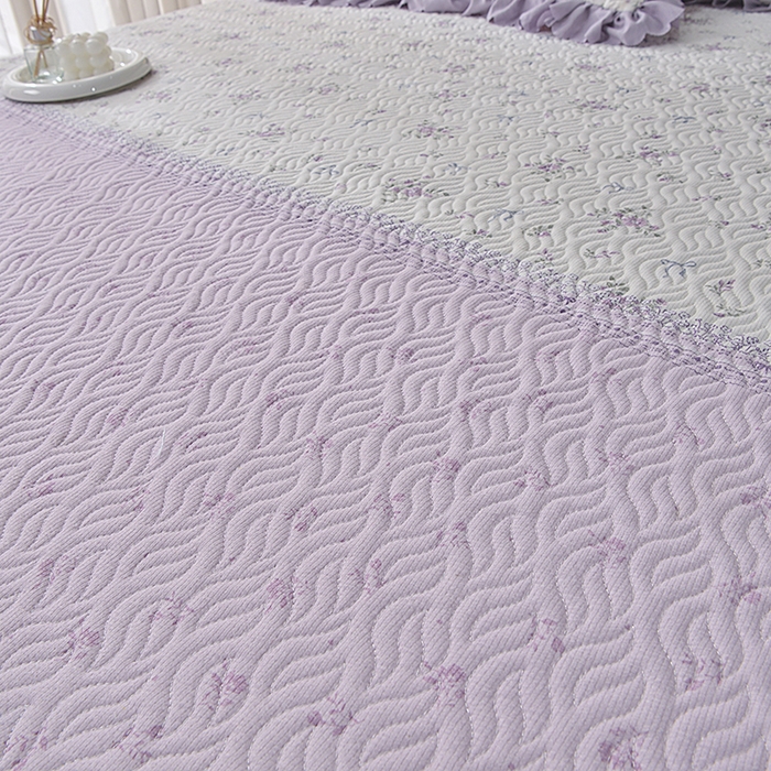 91家纺网 家纺一手货源 找家纺 梦柏 2025新款韩版双层纱夹棉绗缝床盖夏被四件套 花溪