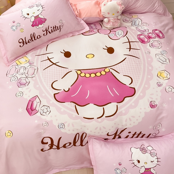 91家纺网 家纺一手货源 找家纺 博雅 2025新款三丽鸥全棉大版单枕套 花花KT猫