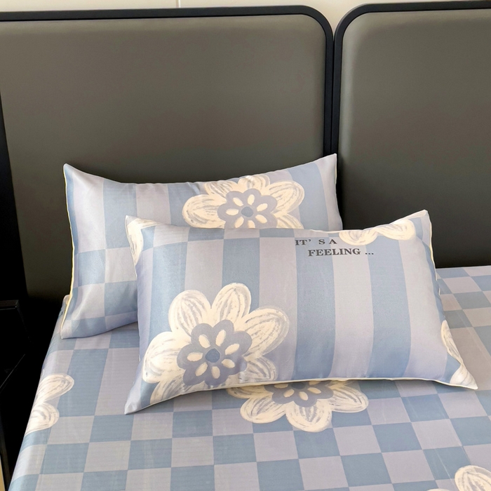 91家纺网 家纺一手货源 找家纺 纽缦家纺 2025新款印花冰丝床笠 花簇