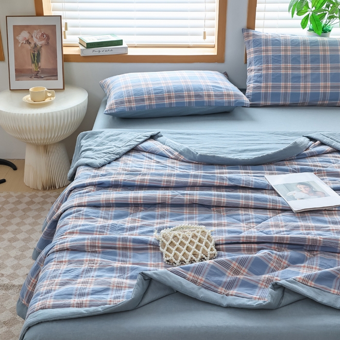 91家纺网 家纺一手货源 找家纺 圣尔雅家纺 2025新款里外全棉色织夏被新疆棉花被纯棉被子空调被夏凉被 艾玛条格