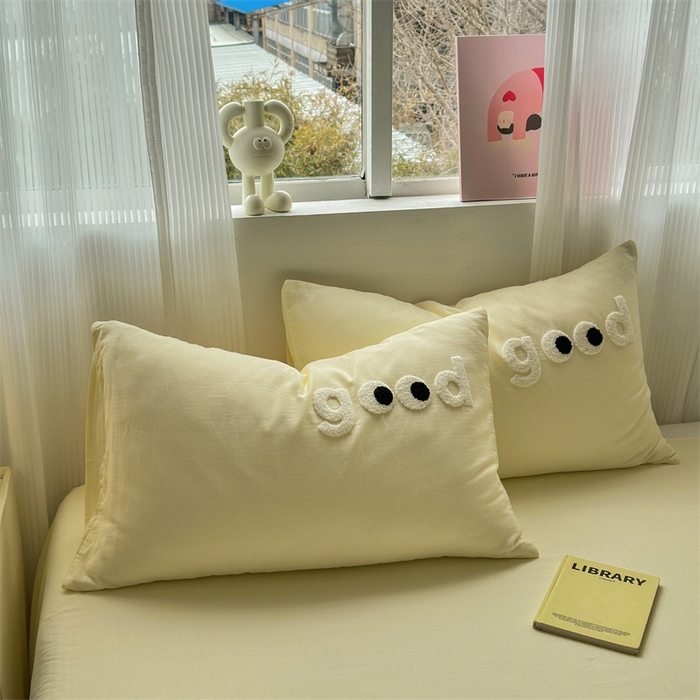 91家纺网 家纺一手货源 找家纺 丽涵 2025新款全棉纯棉大雁纹绣花单品枕套 good浅米黄