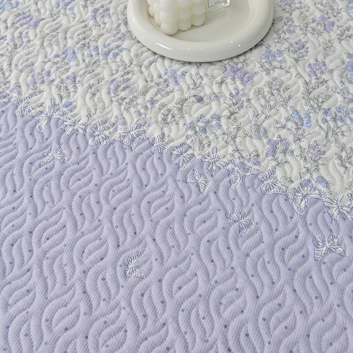 91家纺网 家纺一手货源 找家纺 梦柏 2025新款韩版双层纱夹棉绗缝床盖夏被四件套 薰衣草