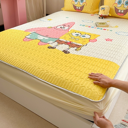 金爱家 2025新款海绵宝宝乳胶凉席床笠款凉席席子 凉席床笠款-伙伴海绵宝宝