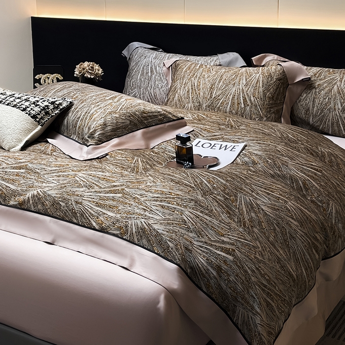 91家纺网 家纺一手货源 找家纺 2025夏季新品A类100支天丝棉夹棉床盖床笠四件套全棉纯棉床单加厚高端重工刺绣长绒棉床上用品    曼莎