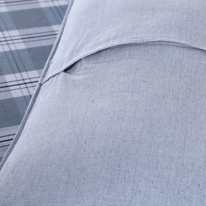 91家纺网 家纺一手货源 找家纺 恋尚羽 2025新款加厚纯棉老粗布凉席三件套 大方格 灰