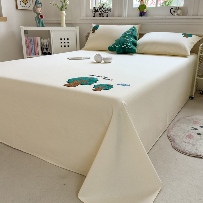 91家纺网 家纺一手货源 找家纺 席世家 2025春夏新款全棉纯棉老粗布印花床单凉席席子 苹果树