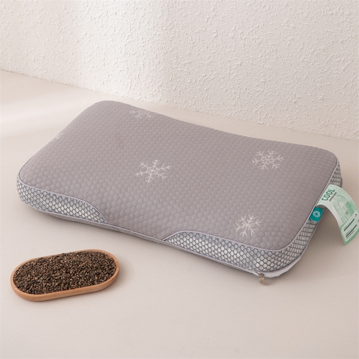 91家纺网 家纺一手货源 找家纺 芯洲2025新款荞麦枕凉豆豆夏季成人冰感透气枕头枕芯 寒酥-幻影灰