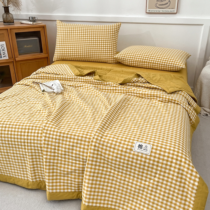 91家纺网 家纺一手货源 找家纺 （总）鸣升家纺 2025新款100%里外全棉棉花夏被无印风全棉色织水洗棉夏凉被空调被夏被春秋被单人可机洗