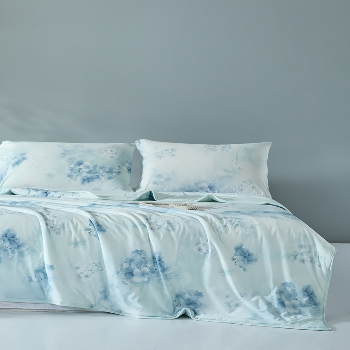 91家纺网 家纺一手货源 找家纺 2025春夏新款100%双面锦纶美式印花夏被凉感空调被 兰亭序