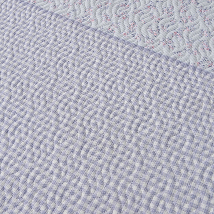 91家纺网 家纺一手货源 找家纺 梦柏 2025新款韩版双层纱夹棉绗缝床盖夏被四件套 清风