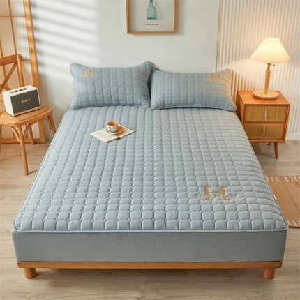 恒爱家纺 2025新款H系列全棉色织水洗棉床笠 时尚灰