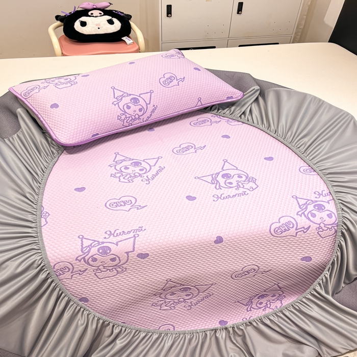 91家纺网 家纺一手货源 找家纺 （总）2025新款三丽鸥正版授权A类提花冰豆豆凉席平铺款床笠款系列_1409