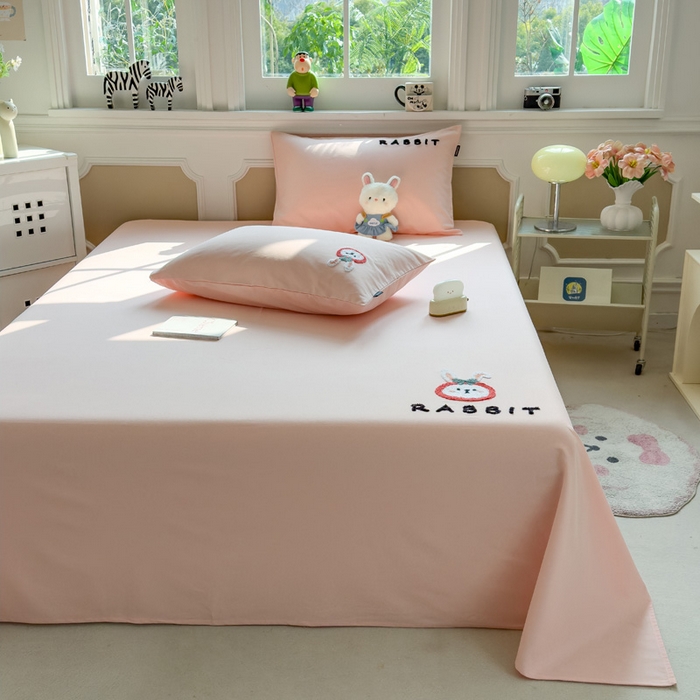 91家纺网 家纺一手货源 找家纺 席世家 2025春夏新款全棉纯棉老粗布印花床单凉席席子 宝贝兔