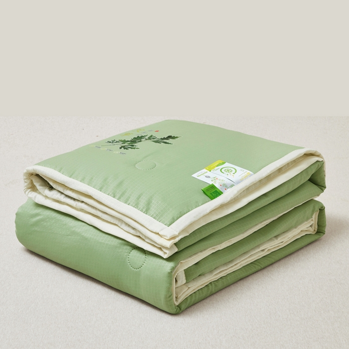 91家纺网 家纺一手货源 找家纺 欧雅搁2025纯色艾草驱蚊夏凉被 果绿色