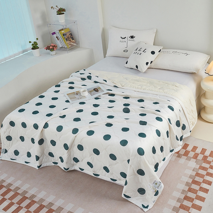 91家纺网 家纺一手货源 找家纺 被多多被业 2025新款凉感丝印花夏被夏凉被空调被 波点