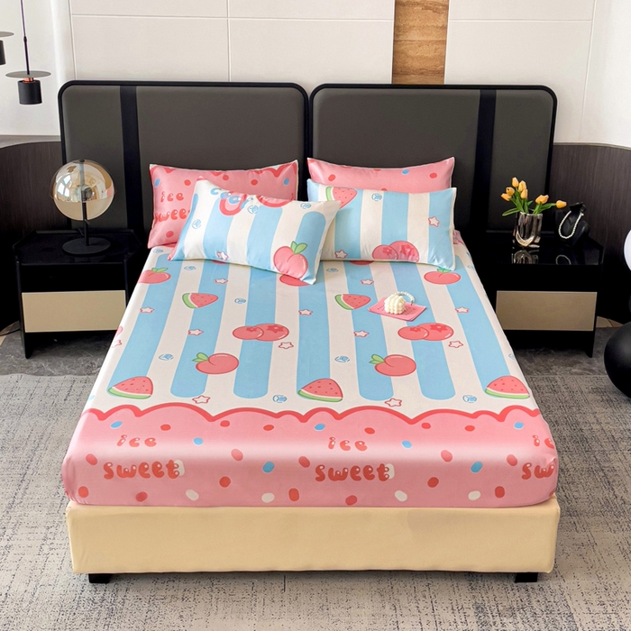 91家纺网 家纺一手货源 找家纺 纽缦家纺 2025新款印花冰丝床笠 炎炎夏日