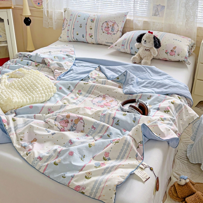 91家纺网 家纺一手货源 找家纺 2025春夏新款嵌绳款云柔水洗棉单夏被夏凉被空调被 嵌绳夏被-爱尔庄园