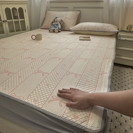 金爱家 2025新款430克中分子豆豆席凉席席子 豆豆席-蝴蝶结粉