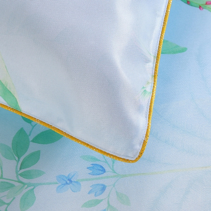 91家纺网 家纺一手货源 找家纺 情恒家纺2025新款床裙款冰丝布艺软凉席三件套 花间意-蓝