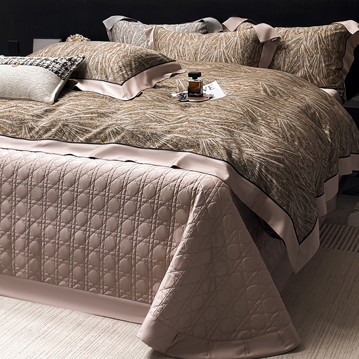 91家纺网 家纺一手货源 找家纺 2025高端轻奢A类母婴级天丝棉全工艺刺绣四件套纯棉全棉高端夏季丝滑裸睡长绒棉床上用品 曼莎