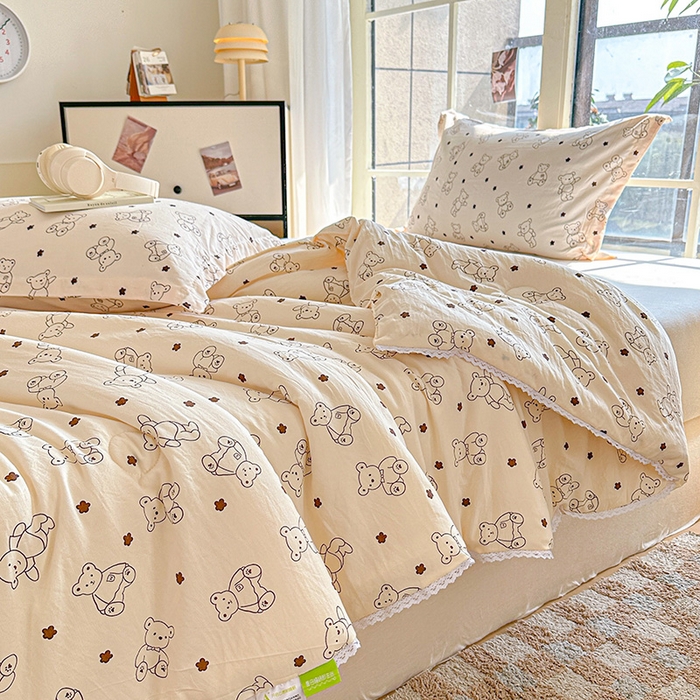 91家纺网 家纺一手货源 找家纺 2025新款双层皱皱纱水洗棉夏被夏凉被空调被可机洗空调被子被芯棉被 小熊院长