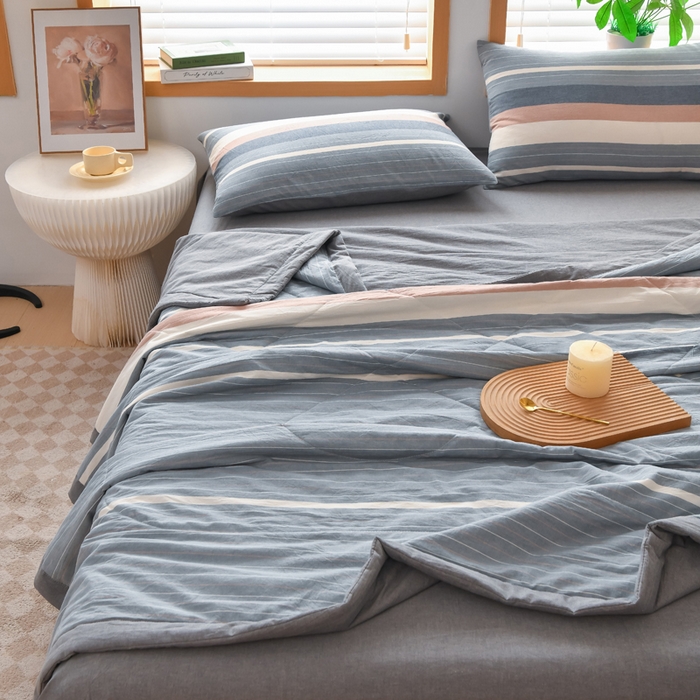 91家纺网 家纺一手货源 找家纺 圣尔雅家纺 2025新款里外全棉色织夏被新疆棉花被纯棉被子空调被夏凉被 绅士灰格