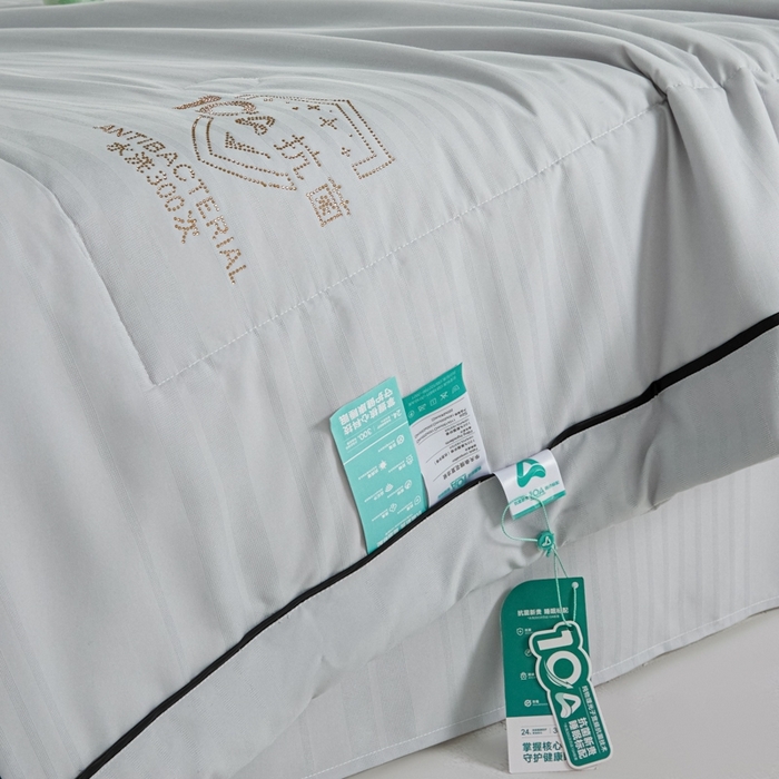 91家纺网 家纺一手货源 找家纺 宝士康家纺 2025新款10A抗菌华夫条提花夏被 浅灰