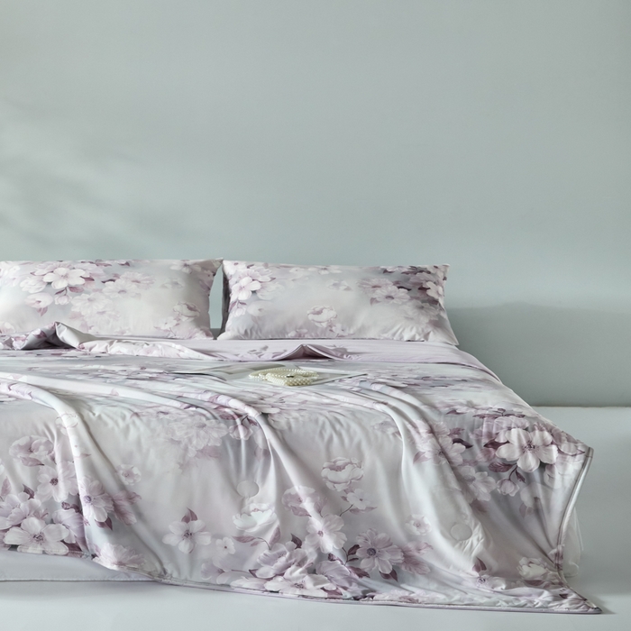 91家纺网 家纺一手货源 找家纺 2025春夏新款100%双面锦纶美式印花夏被凉感空调被 紫气东来