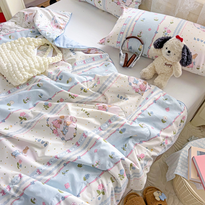 91家纺网 家纺一手货源 找家纺 2025春夏新款嵌绳款云柔水洗棉单夏被夏凉被空调被 嵌绳夏被-爱尔庄园