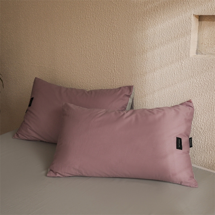 91家纺网 家纺一手货源 找家纺 启程2025新款全棉纯色双拼无印风四件套 香芋紫+绅士灰