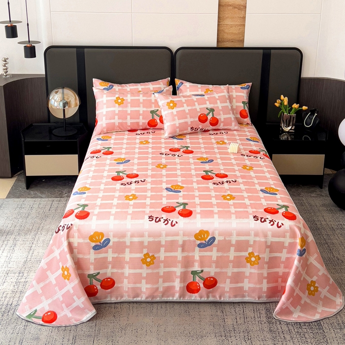 91家纺网 家纺一手货源 找家纺 纽缦家纺 2025新款印花冰丝防滑床单 雨果清香粉