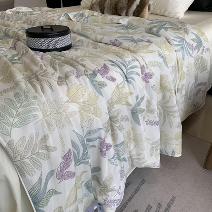 2025新款小冰皮夏凉被锦纶氨纶面料空调夏被凉感丝单夏被空调被 热带雨林