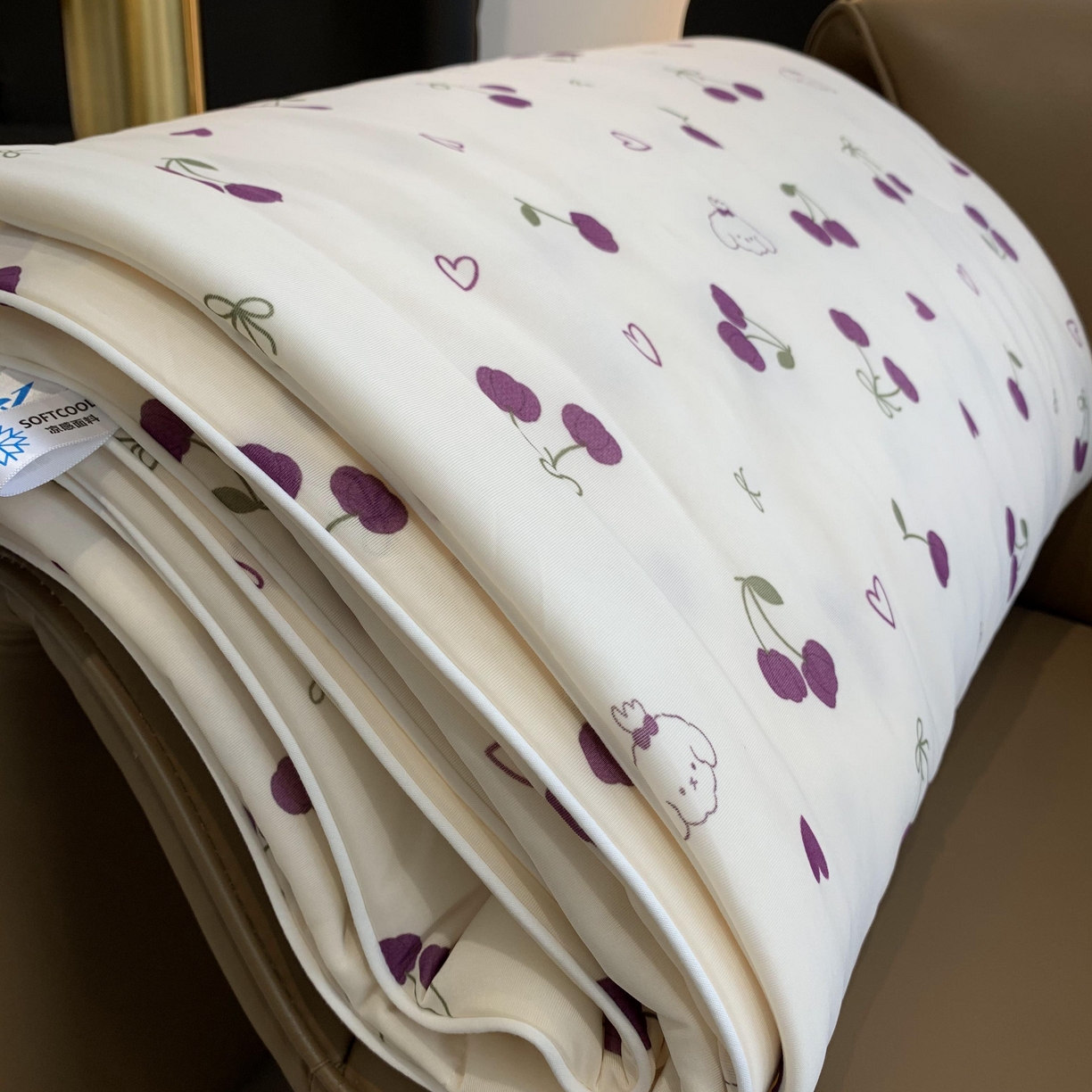 91家纺网 家纺一手货源 找家纺 2025新款小冰皮夏凉被锦纶氨纶面料空调夏被凉感丝单夏被空调被 车厘子