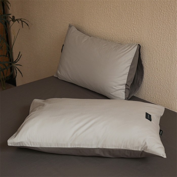 91家纺网 家纺一手货源 找家纺 启程2025新款全棉纯色双拼无印风四件套 绅士灰+雅士灰