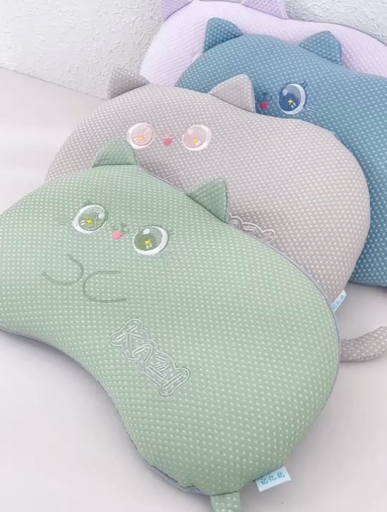 91家纺网 家纺一手货源 找家纺 芯洲2025新款卡通儿童凉感冰豆豆记忆枕夏季舒适可爱造型枕头枕芯 大福-蓝