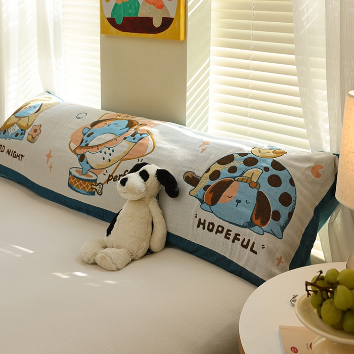 91家纺网 家纺一手货源 找家纺 雯雨2025新款A类卡通双人纱布枕套 好梦