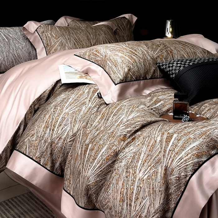 91家纺网 家纺一手货源 找家纺 2025夏季新品A类100支天丝棉夹棉床盖床笠四件套全棉纯棉床单加厚高端重工刺绣长绒棉床上用品    曼莎