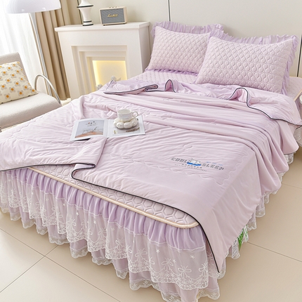 民新家纺 2025新款凉感丝床裙乳胶凉席系列 唯美-云紫