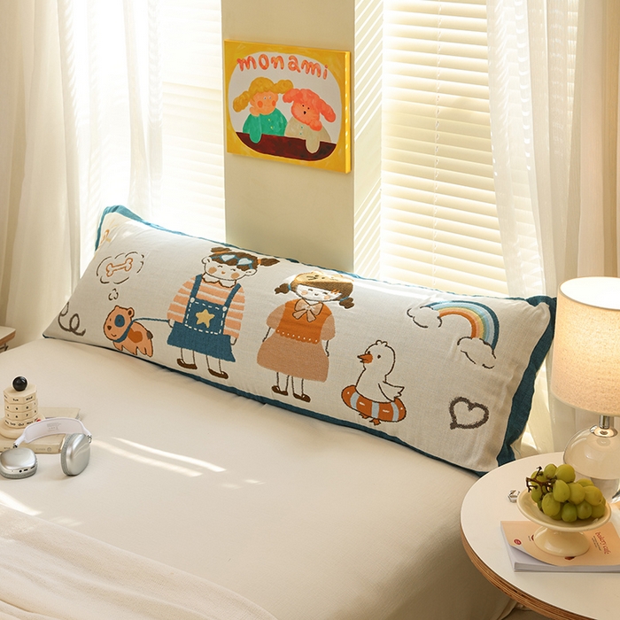 91家纺网 家纺一手货源 找家纺 雯雨2025新款A类卡通双人纱布枕套 春游