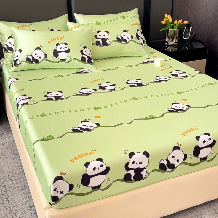 91家纺网 家纺一手货源 找家纺 纽缦家纺 2025新款印花冰丝床笠 萌宝