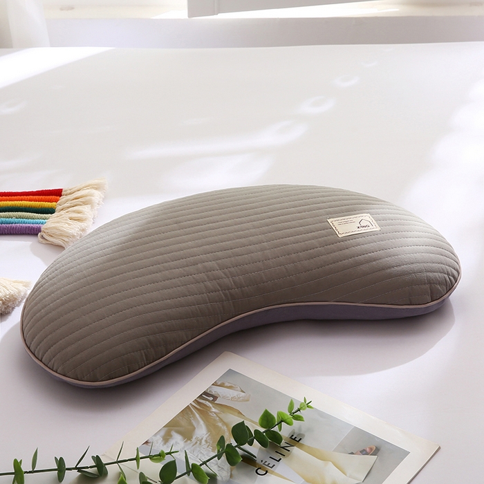 91家纺网 家纺一手货源 找家纺 蔻眠 2025新款月牙-全棉甜荞麦护颈枕芯儿童学生成人荞麦壳枕头 月牙-灰色