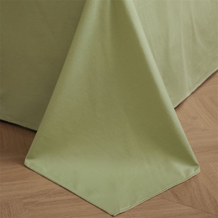 91家纺网 家纺一手货源 找家纺 启程2025新款全棉纯色双拼无印风四件套 奶白+草绿